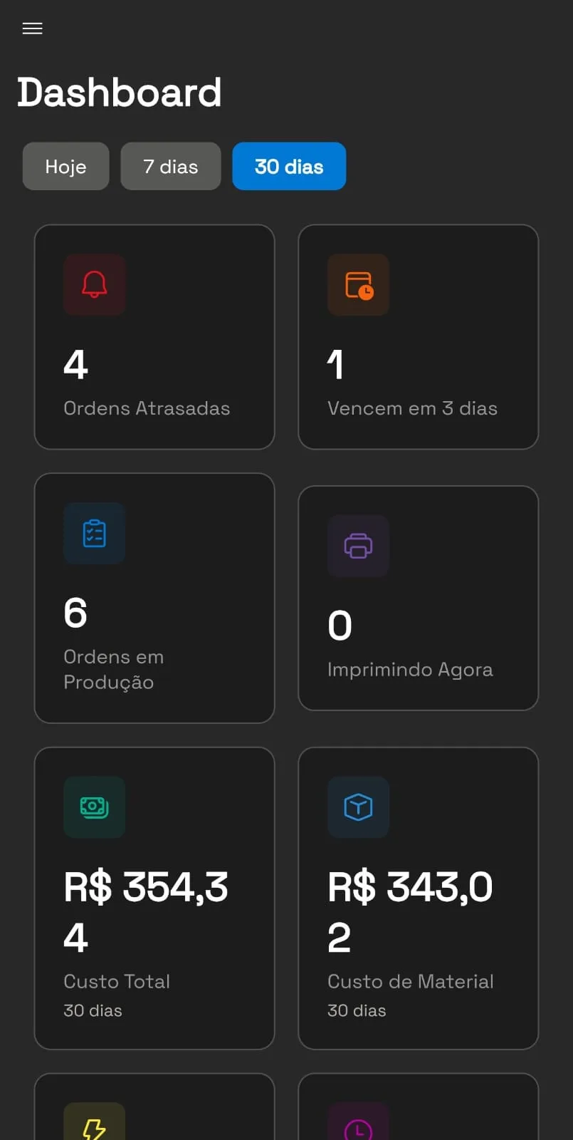 Dashboard 3DFlow